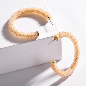 Beaded Hoop Earrings – Champagne Crystal Beads – Lightweight Statement Hoops